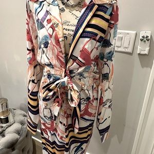 Contemporary Scarf print evening dress